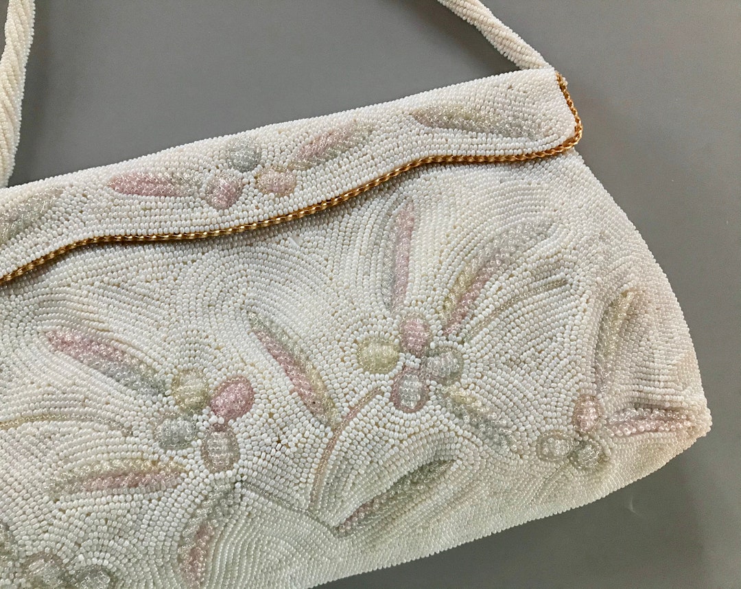 Floral Vintage Beaded Evening Bag / Japan / Flower Beaded Etsy