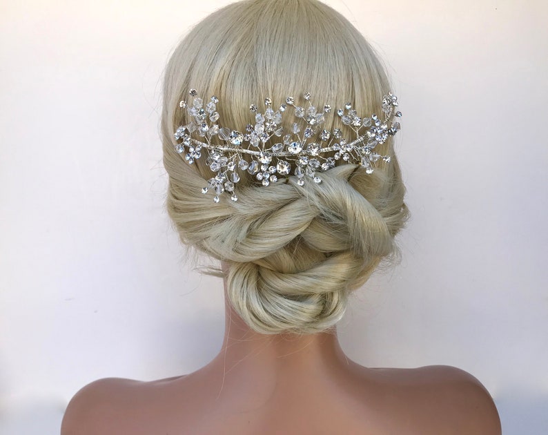 Crystal Bridal Wedding Hair Vine Comb Crystal Wedding Hairvine Crystal Wedding Headpiece Silver Rhinestone Bridal Hairpiece