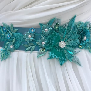 Teal Flower Belt - Etsy display picture 2