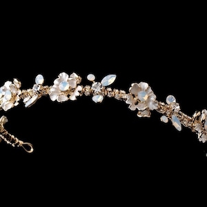 Crystal Opal Bridal Headband / Floral Wedding Headpiece / Flower Hair Vine / Wedding Crown / Flower Crown / Wedding Tiara /Silver Crown
