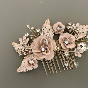 Floral Bridal Hair Comb: Crystal Pearl Wedding Headpiece