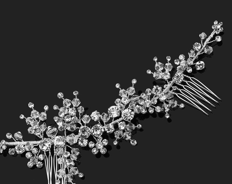 Crystal Bridal Wedding Hair Vine Comb Crystal Wedding Hairvine Crystal Wedding Headpiece Silver Rhinestone Bridal Hairpiece