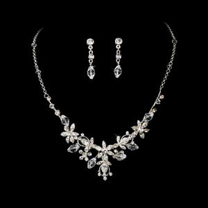 Floral Crystal Bridal Necklace Earring Set / Crystal Wedding Jewelry / Floral Necklace Earring Set / Bridal Jewelry Set / Flower Jewelry Set