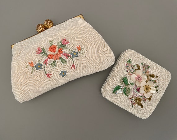 French Vintage Change Purse & Compact Set Of 2 / … - image 2