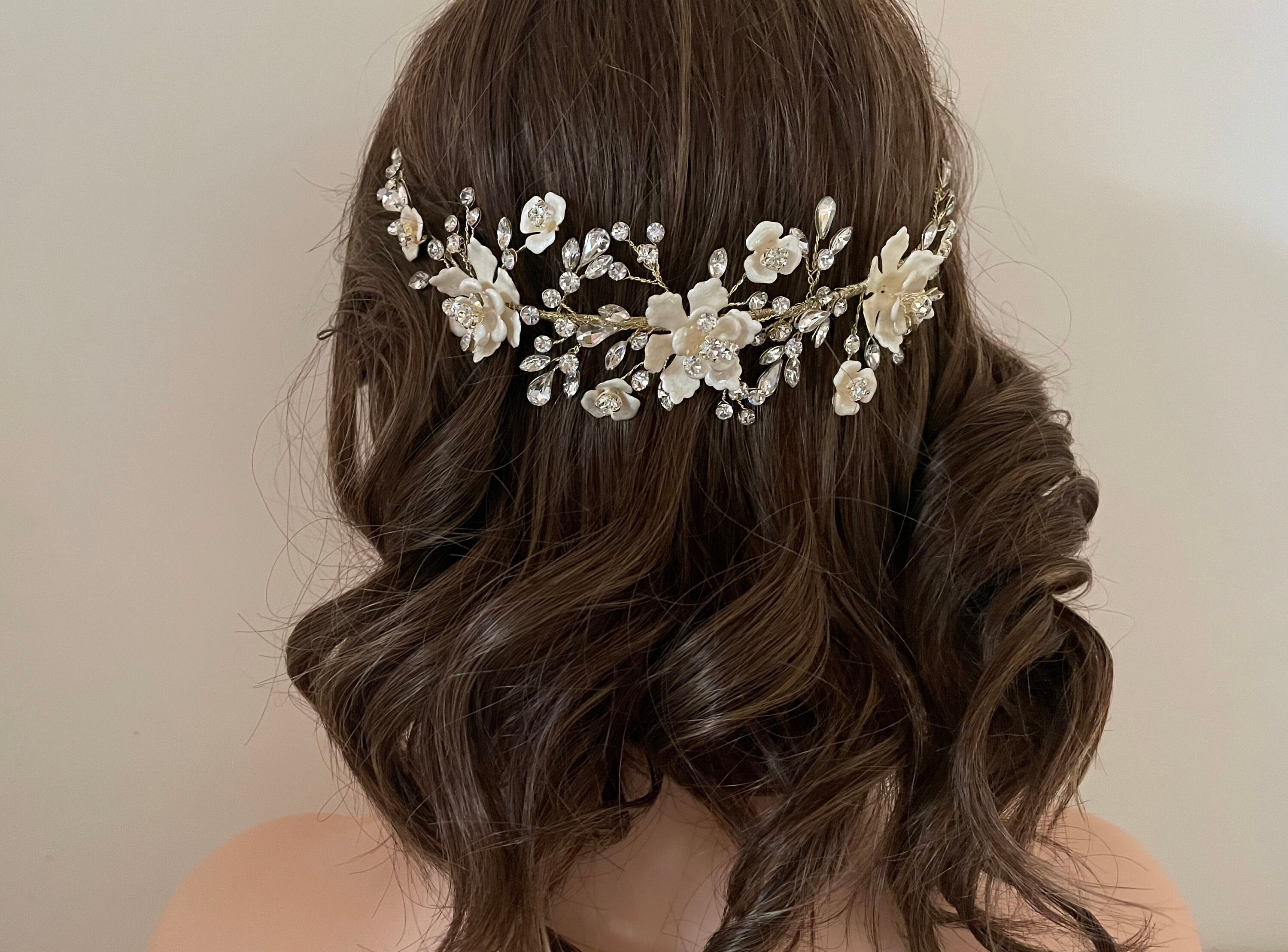 Enamel Floral Headpiece Bridal headpiece combs flowers - Regal enamel flower hair  main image 4
