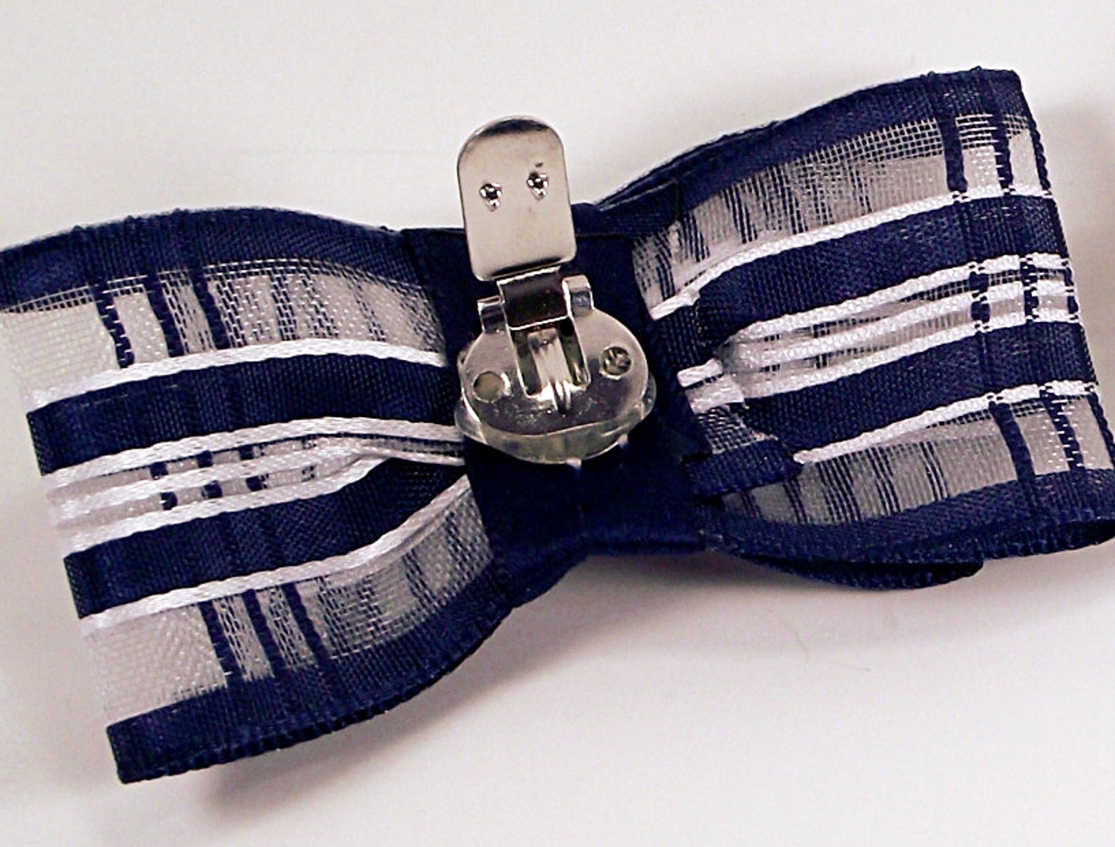 bow shoe clips, striped studded nautical bow shoe clips, navy blue wedding shoe clips, shoe clips for heels ballet flats flip fl