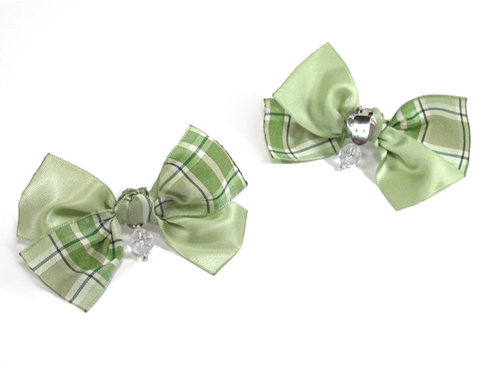 handmade green shoe clips, bow shoe clips, for high heels, sandles and ballet flats, wedding shoe clips, wedding bow shoe clips
