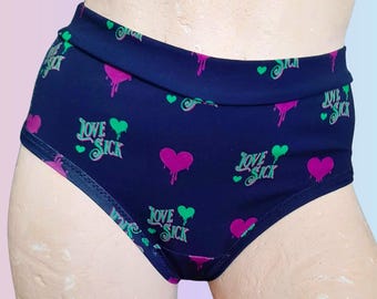 Love Sick High Waist Panties: Retro Cheeky Lingerie, Size S