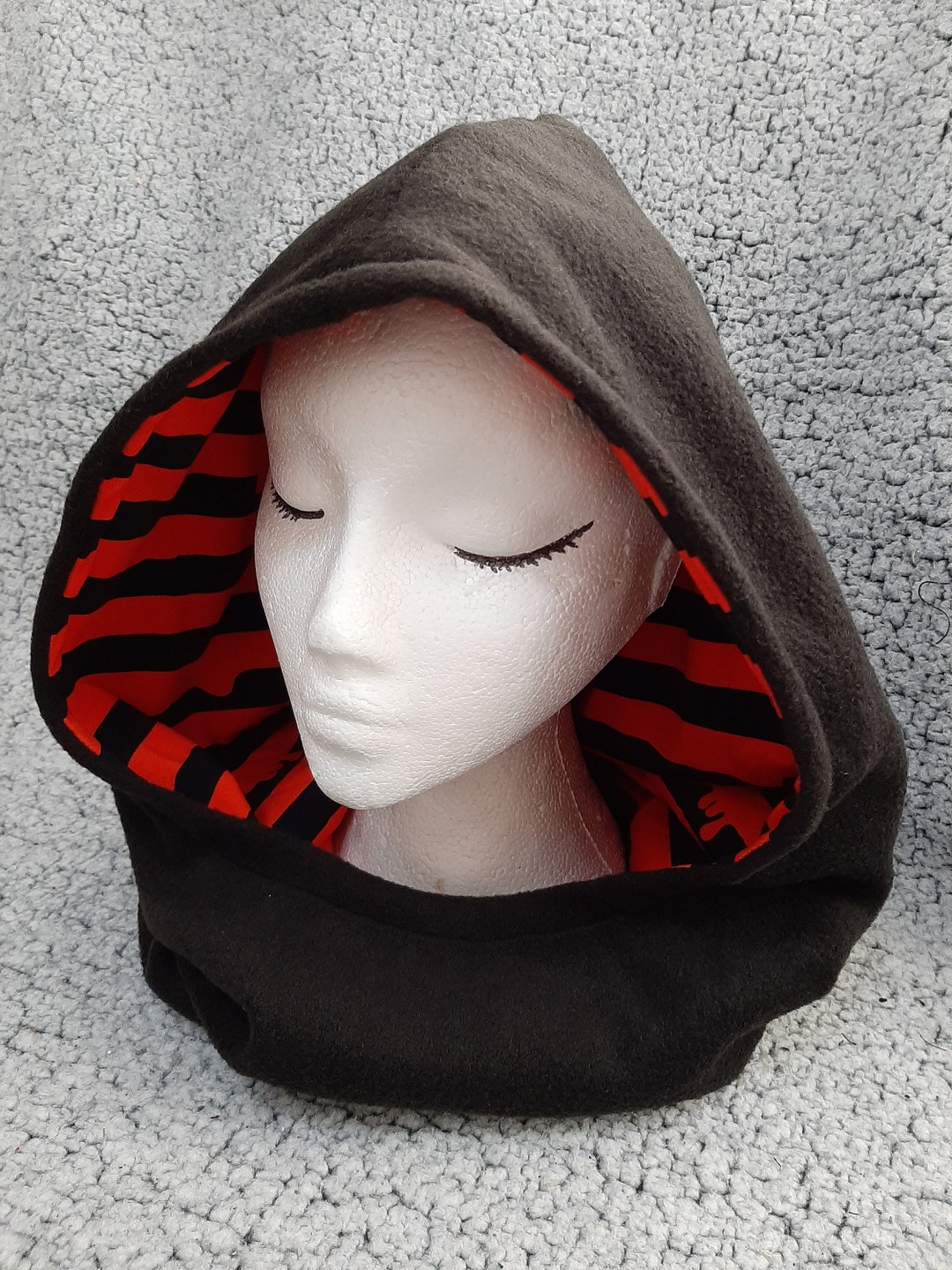 Brown Hopsack Tweed Snood Scarf with Reversible Velvet main image 1