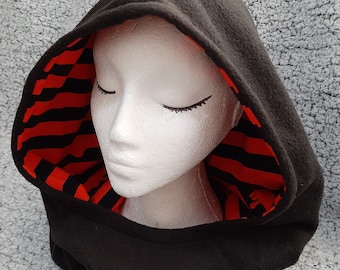 Custom Reversible Hooded Snood: Fleece Lined Gothic Wasteland Scarf