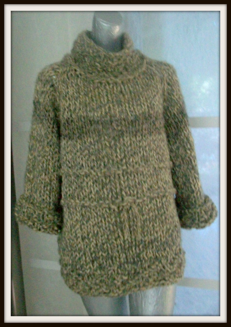 SWEATER WOMEN KNITTED Pullover Brown Loose Oversized Long Sleeves Chunky Bulky
