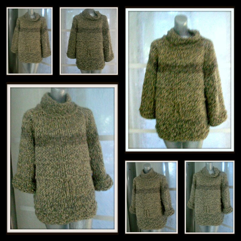 SWEATER WOMEN KNITTED Pullover Brown Loose Oversized Long Sleeves Chunky Bulky