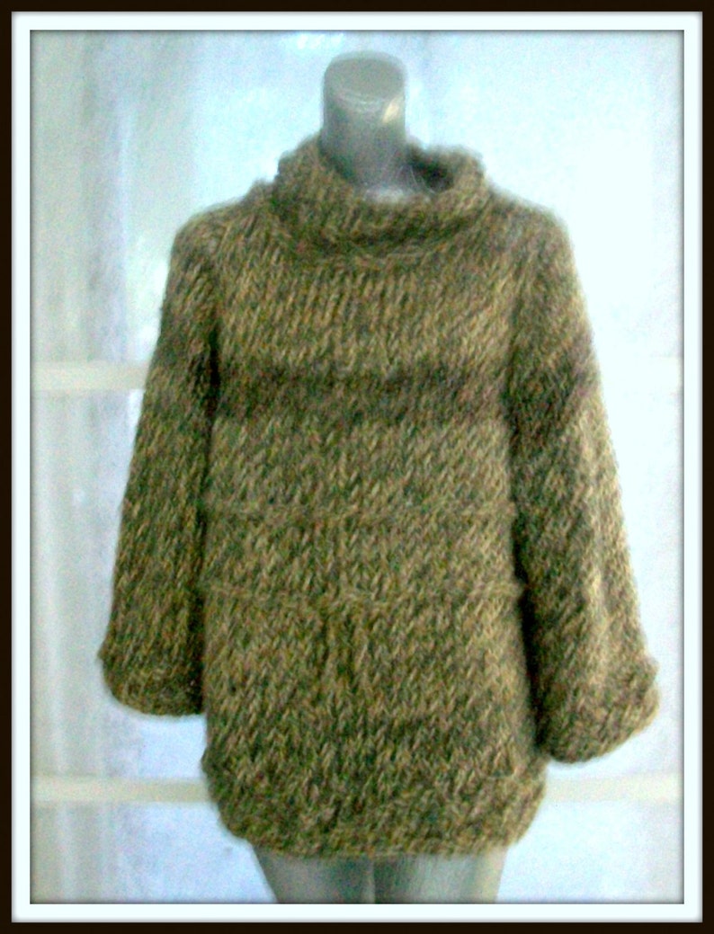 SWEATER WOMEN KNITTED Pullover Brown Loose Oversized Long Sleeves Chunky Bulky