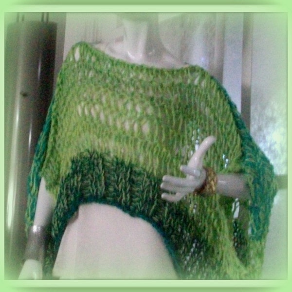 SWEATER WOMAN'S KNITTED Poncho with Sleeves Bikini Cover-up