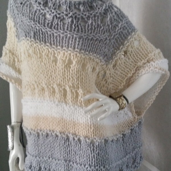 SWEATER WOMAN'S KNITTED Poncho With Sleeves