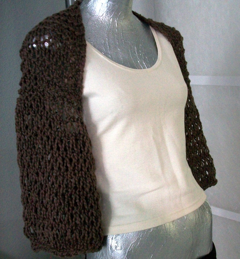 SWEATER WOMAN KNITTED Shrug Clothing Sweater Shoulder cover Wrap Teens Girls Poncho Brown Sleeves