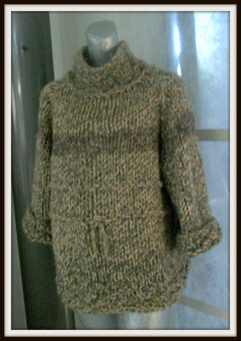 SWEATER WOMEN KNITTED Pullover Brown Loose Oversized Long Sleeves Chunky Bulky