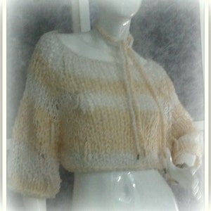 SWEATER WOMENS KNITTED Loose Baggy  Cropped Handmade BoHo  Grunge Short
