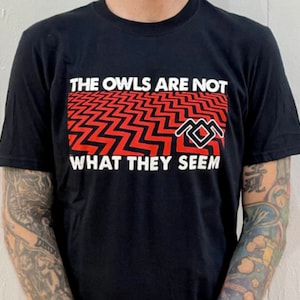 Twin Peaks T Shirt The Owls Are Not What They Seem Black Red