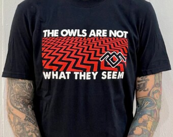 Twin Peaks T Shirt The Owls Are Not What They Seem Black Red