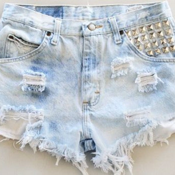 High Waist Distressed Denim Shorts(ALL SIZES)