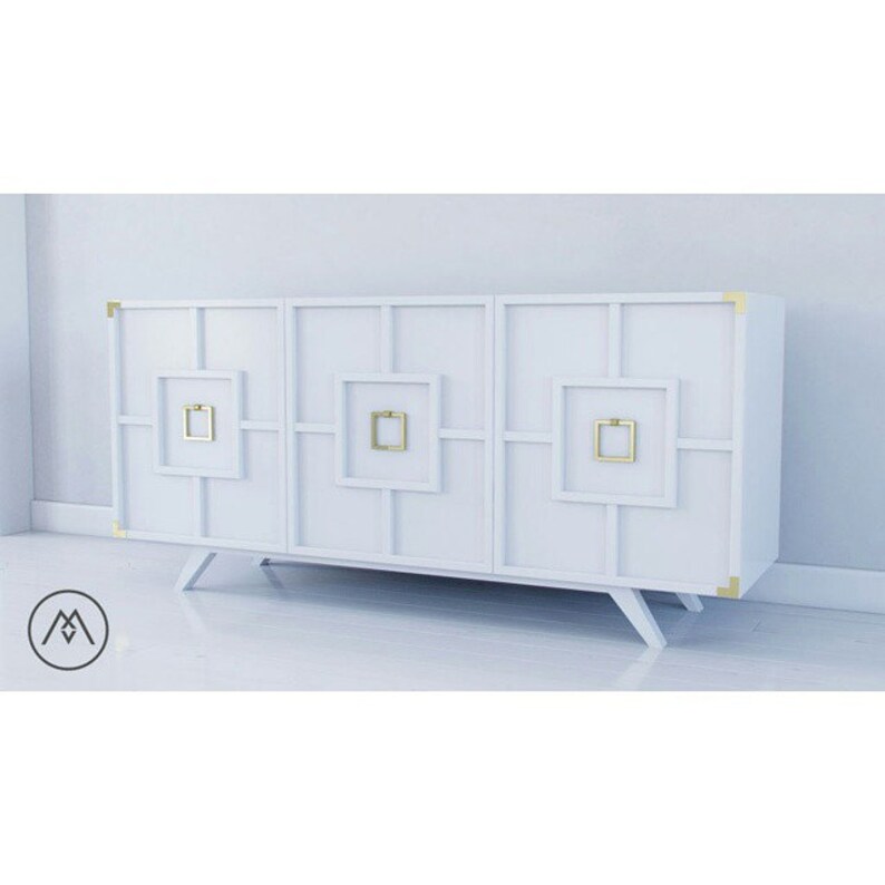 BUILT2ORDER Geometric Pattern Credenza With Campaign Accents