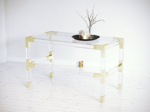 Built2order Lucite Desk With Brass Accents Etsy