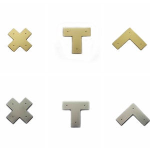 Campaign Furniture Brackets - X, L and T - Polished Brass, Chrome, or Matte Black - FAST SHIPPING