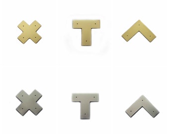 Campaign Furniture Brackets - X, L and T - Polished Brass, Chrome, or Matte Black - FAST SHIPPING