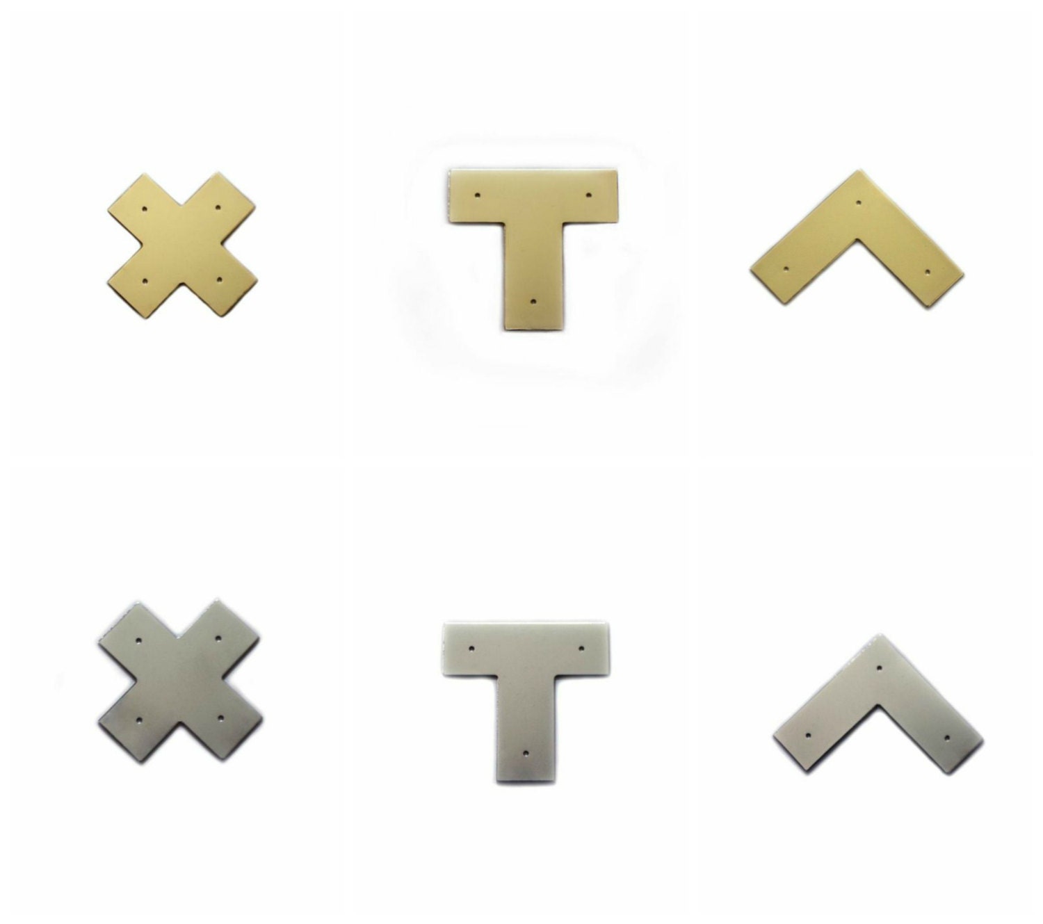 Campaign Furniture Brackets - X, L and T - Polished Brass, Chrome, or Matte Black - FAST SHIPPING