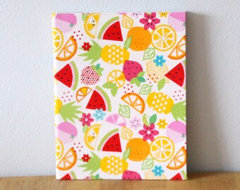 Fabric covered lined notebook journal book writing travel stationary • summer fruit salad