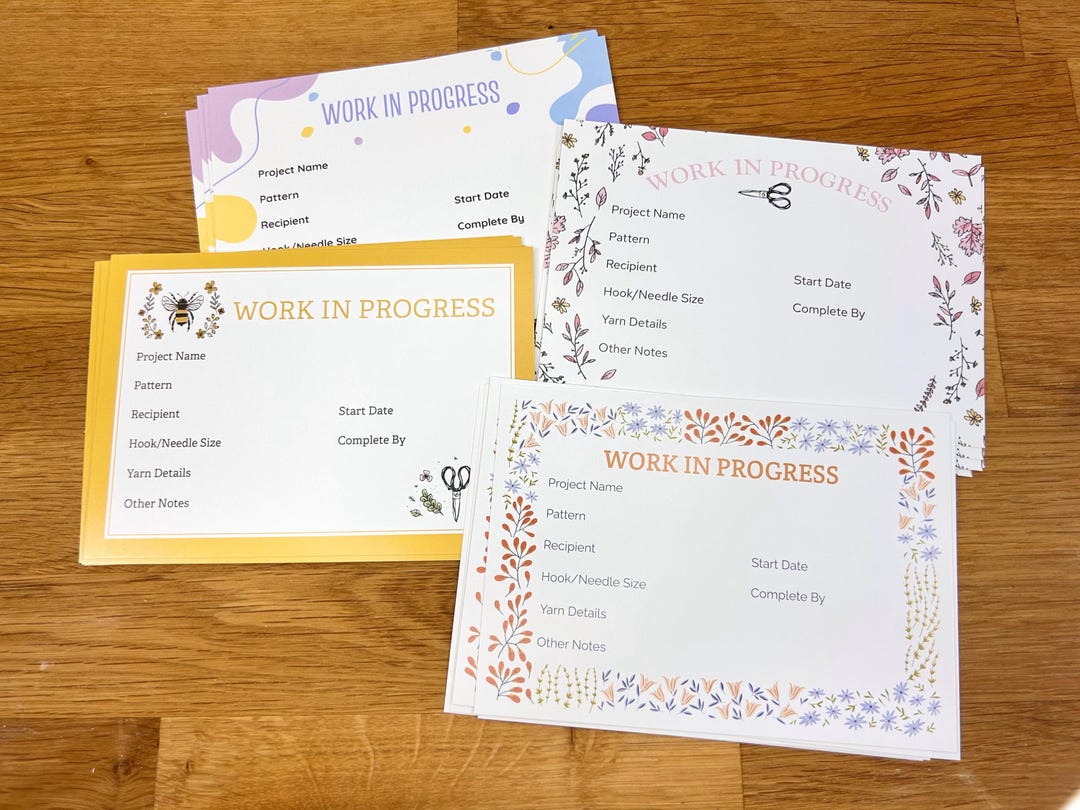 Work in Progress (WIP) Project Cards 20x Mixed | Physical Cards Tracker ...