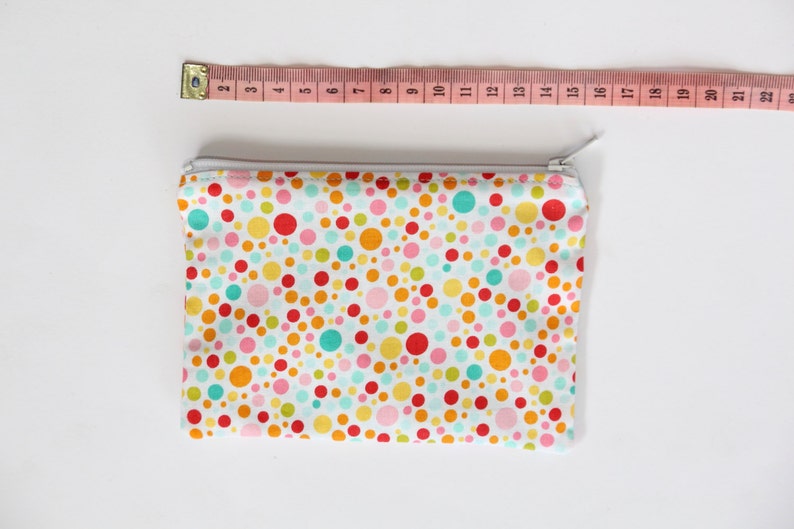 Small zippered cotton coin pouch purse \u2022 pink blue chevron polka dots birds