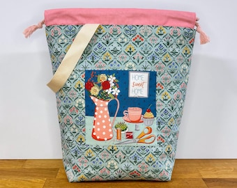 Dragskoprojektväska hantverk stickning stickare virkning broderi bärbar väska organizer bärbar förvaring resepresent quiltad - te sömnad