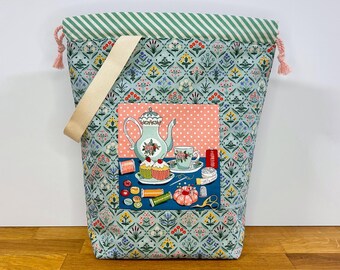 Dragskoprojektväska hantverk stickning stickare virkning broderi bärbar väska organizer bärbar förvaring resepresent quiltad - te sömnad