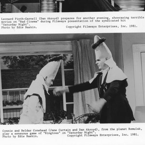 1981 &quot;Saturday Night Live&quot; 2 on 1 B&W 8x10 NBC Press Photo The Coneheads and Bad Cinema