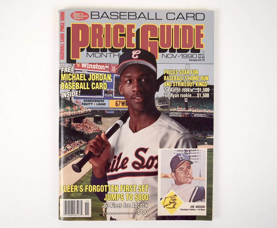 1990 Michael Jordan Baseball Card Attached in the Sports Etsy