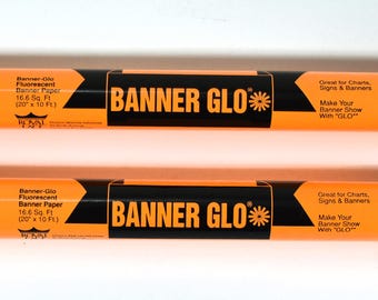2 Rolls Banner Glo Fluorescent Banner Paper 20 inches x 10 feet, New Sealed