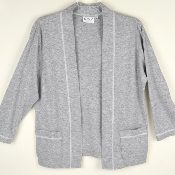 Vintage Heather Gray Long Sleeve Open Front Knit Jacket by LeFolio