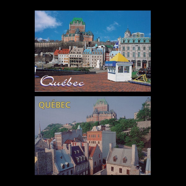 Vintage Quebec Chateau Frontenac and the Lower Town in Quebec Canada Postcards Set of Two