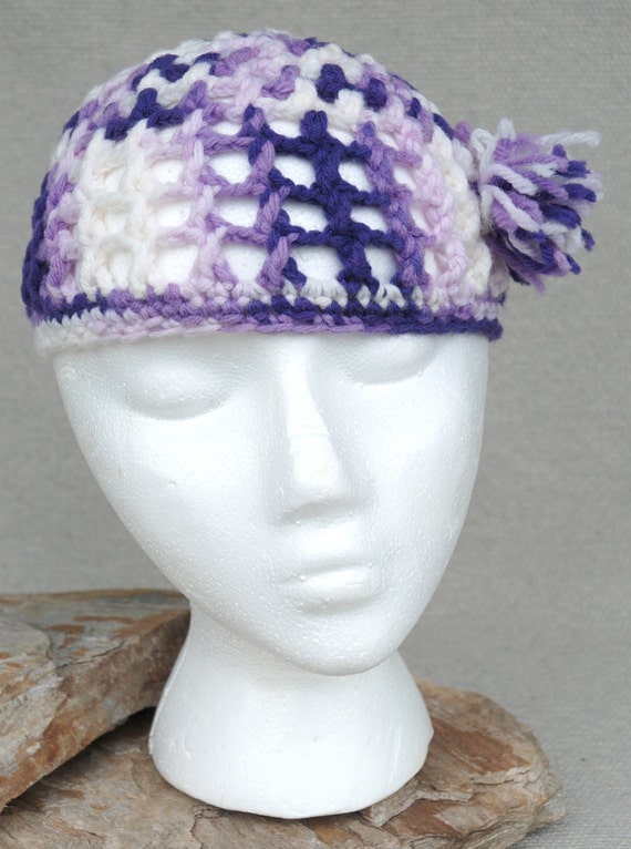 Vintage 1970s Purple and Lavender Crochet Hat and… - image 2