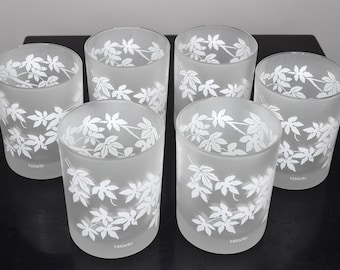 Vintage Tastesetter Barware by Sigma  Double Old Fashioned Glasses, 14 oz., Set of Six, Frosted with Leaf Design, in Original Box