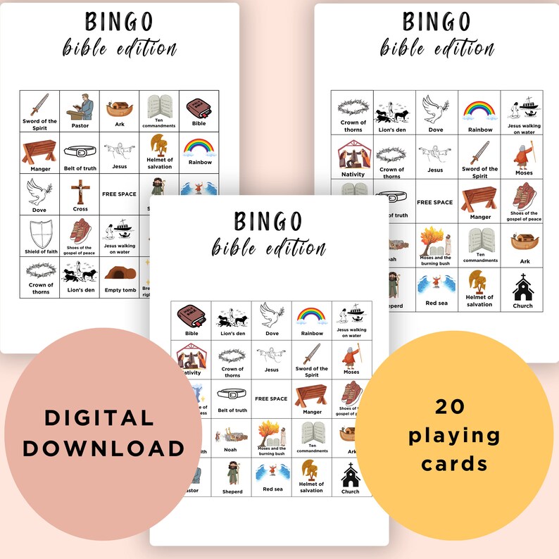 Bible Printable Games Games Printable Printables Church Bingo Bible ...