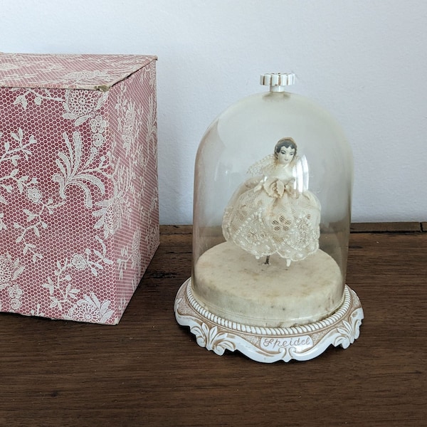 Vintage Thorens Music Box Bride Cloche, Original Box, Plays Wedding March