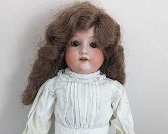 German Bisque & Leather "Sunshine" Doll, 16" Tall Armand Marseilles 370 Antique Collectible Toy