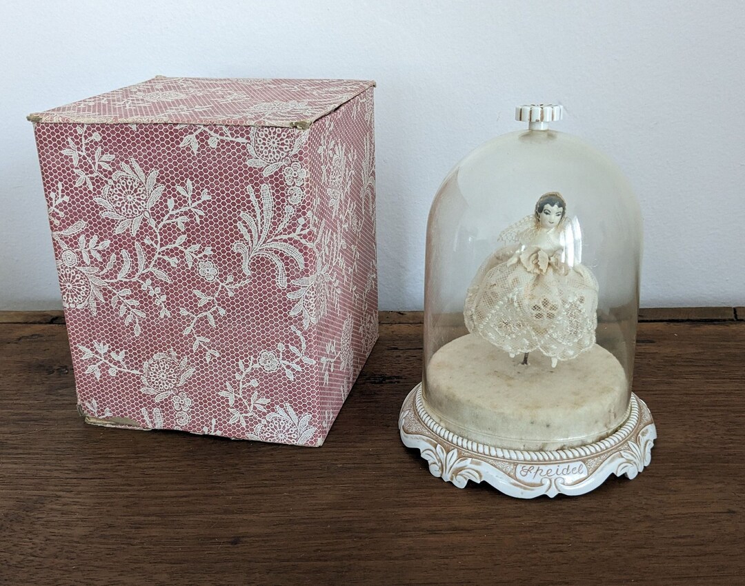 Vintage Thorens Music Box Bride Cloche, Original Box, Plays Wedding