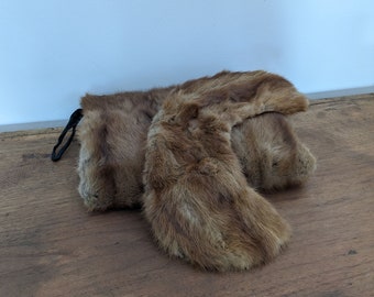 Vintage Fur Collar and Muff with Zippered Pocket, Light Brown