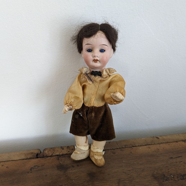 Antique 8" Bisque & Composition German Boy Doll, Head Separated from Body, Marked