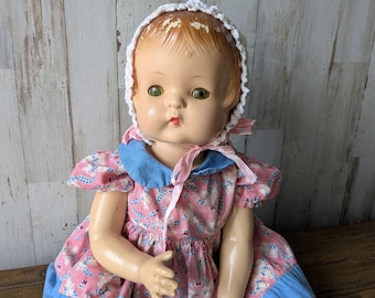 Effanbee Patsy Ann Composition Doll, 19", Sleep Eyes, Molded Hair, Vintage 1930's, Loose Stringing