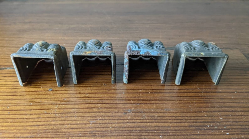 Set of 4 Claw Feet & Finishing Nails, Metal Furniture End Caps, Medium Size, Vintage, Some Rust NO RETURNS Check Measurements, One Size Only image 3